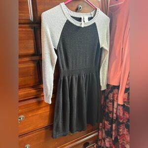 60% Cotton Girls’ Heart-n-Crush Black Gray Dress Long Sweater Tunic Top, Sleeves